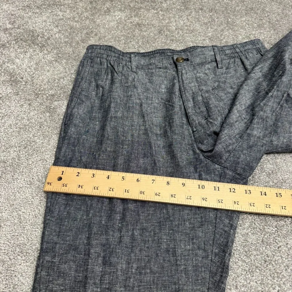 Banana Republic Grayson Linen Blend Pants Men 34x34 Navy Blue Slim Tapered NWT